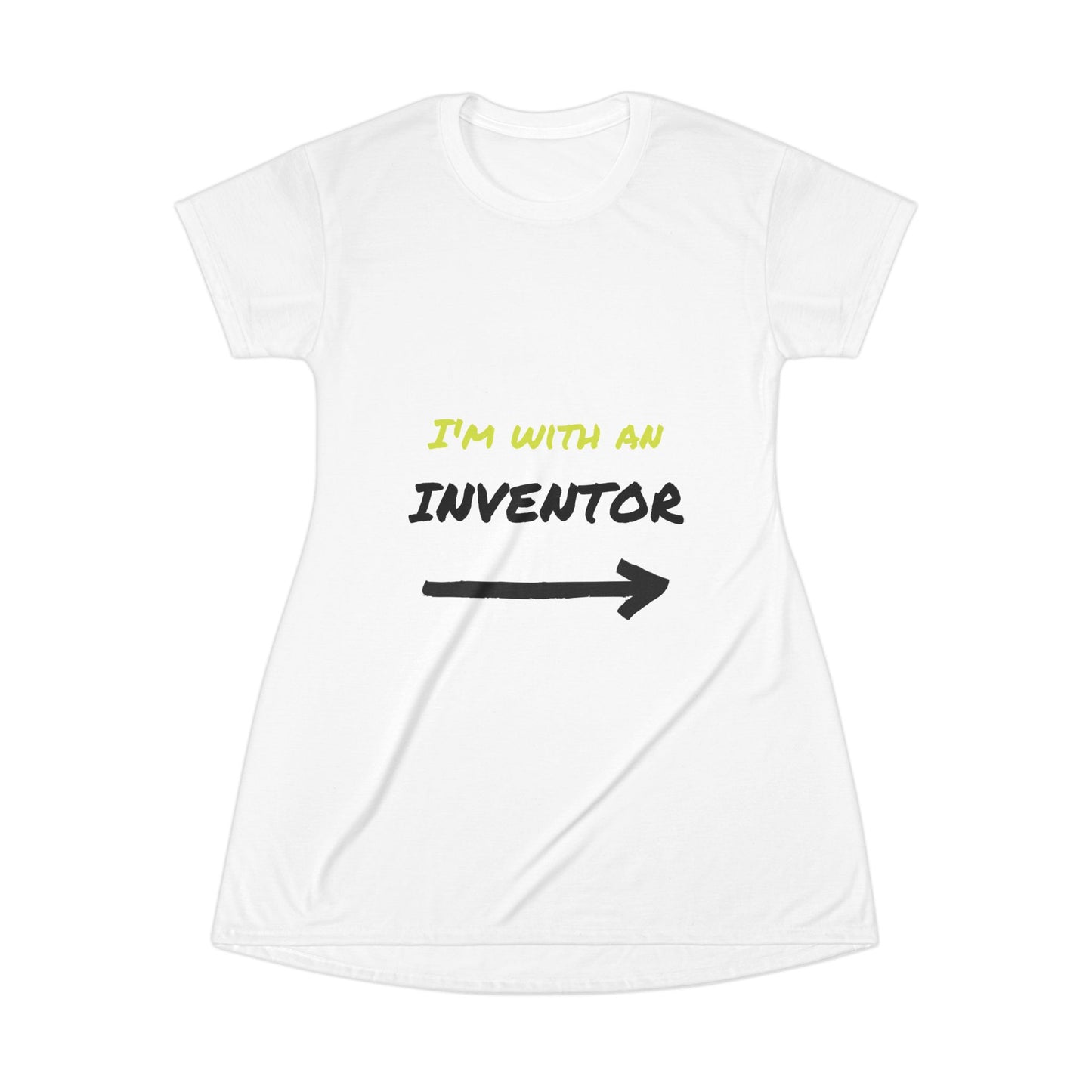 Inventor's Companion T-Shirt Dress, Gift for Inventors, Fun Casual Dress, Creative Outfit, Summer Fashion, Unique Inventor Apparel