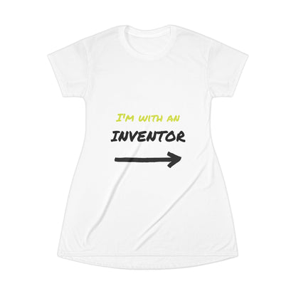 Inventor's Companion T-Shirt Dress, Gift for Inventors, Fun Casual Dress, Creative Outfit, Summer Fashion, Unique Inventor Apparel