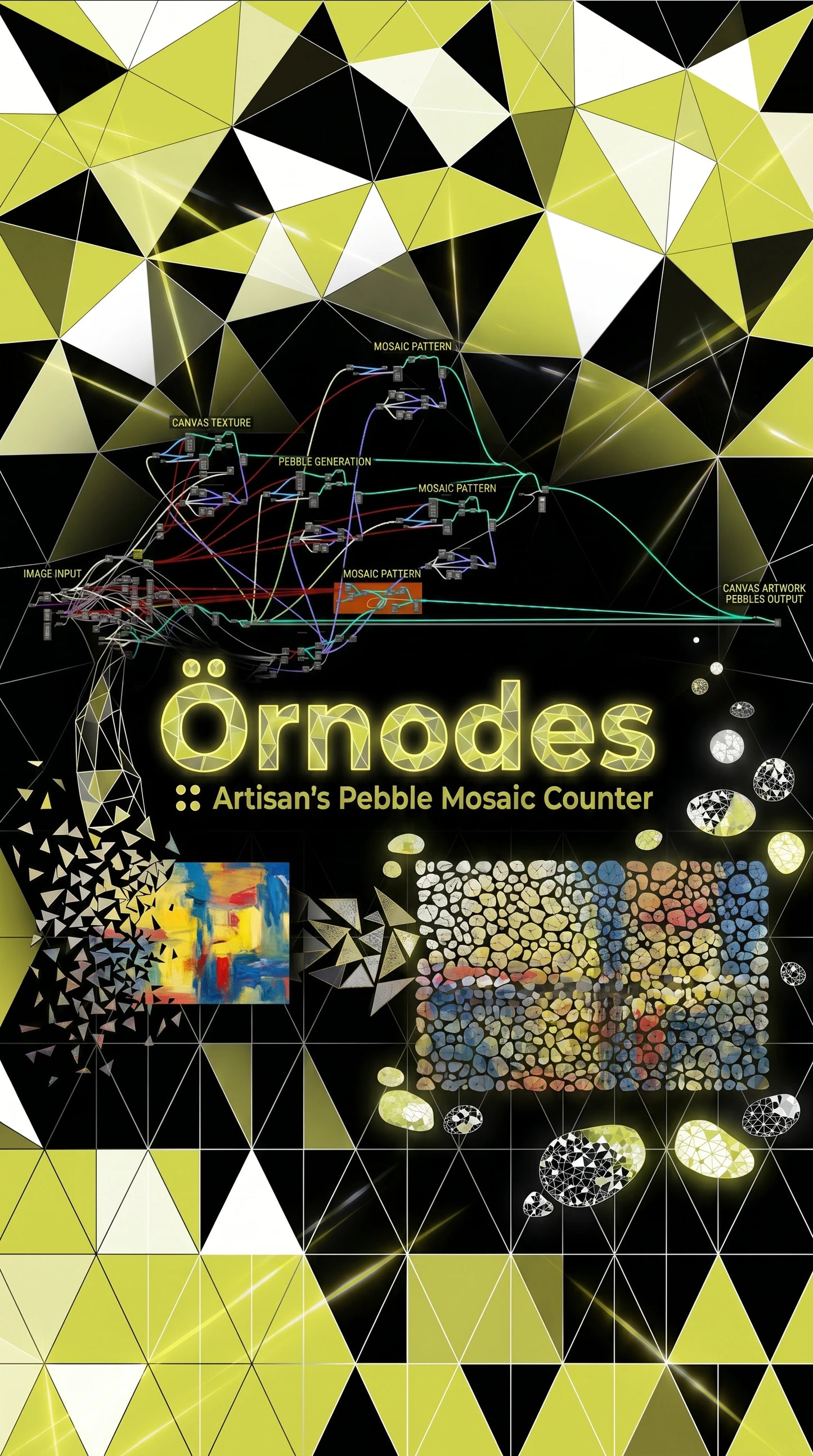 Örnodes [ORN] Artisan's Pebble Mosaic Counter [Blender GeoNodes]